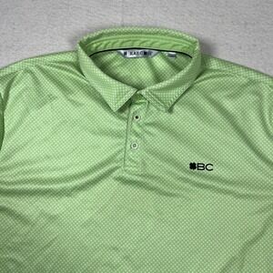 Black Clover Polo Shirt Mens XL Green Geometric Print Performance Golf Lucky